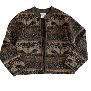 Women's Pheasants Jacket SZ 14 Quilted Wool Blend Vtg Sharon Young Quail Blazer